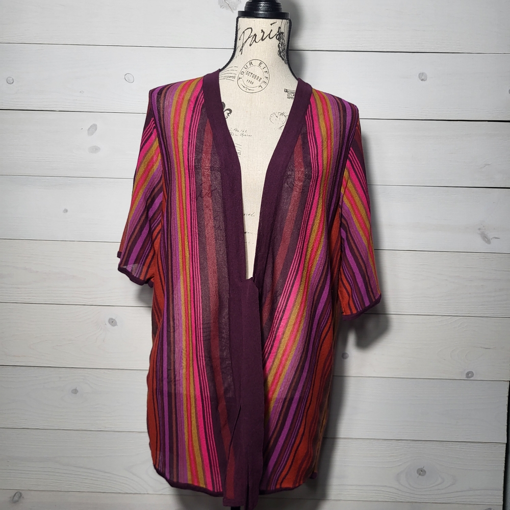 Soft Surroundings Striped Cardigan BOHO Festival Coastal Cowgirl Plus Size.